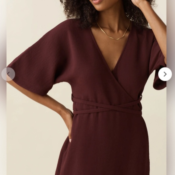 Vetta reversable wrap midi dress- red wine - Picture 2 of 8